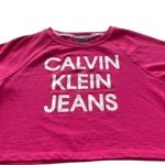 Calvin Klein Jeans White logo cropped sweatshirt womens size Lg Photo 11