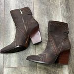 DONALD J. PLINER Vegas Brown Leather Studded Heeled Boots Size 7 Photo 3