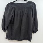 Trina Turk black crepe short sleeve tie front blouse top women's S neck detail Photo 3