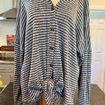Lime n Chili Striped Gray Button-Up Women Sweater Photo 0