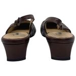 Trotters “Dea” Womens Size 10N Narrow Brown Woven Leather Slingback Buckle Pumps Photo 4