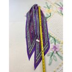 Elaine Gold Silk Scarf Purple Pink Paisley Print Oblong Women's Accessory Photo 4