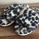 Aerie  Leopard Print Fuzzy Crossover Slides Size 10 Photo 0