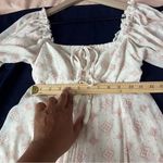 Free People Cream & Pink Geometric Patterned Chiffon Balloon Sleeves Mini Dress Photo 14