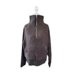 New Women's FLX Chunky Long Sleeve Quarter Zip Boucle Sweater Size L Brown Size L Photo 10