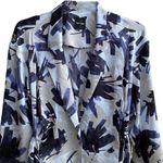 Nic+Zoe Inky Flowers Satin Crepe Single-Button Long Jacket, Adjustable Waist Photo 1