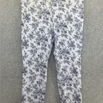 Mario Serrani  Italy Pants Women's 10 Blue White Floral Zipper Fly Straight Leg Photo 2
