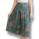 Vintage 90s Talbots Teal Paisley Midi Skirt Rayon Pleated Boho Cottagecore 10 Green Photo 9