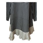 Rachel Zoe  Dress Women 4 Black Ivory Silk Anika Grid Print Ruffle Hem‎ Mini Photo 7