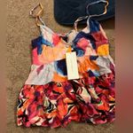 French Connection  Vivviola Bubble Gum Multi Color Cami Peplum Top Sz 0 Photo 1