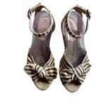 Loeffler Randall - Tessa Bow Canvas Brown Striped Espadrille 4” Wedge Sz 10 Photo 1