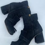 Gucci  Black Suede leather Fringe trim GG marmont ankle boots 38 Photo 3