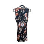 White House | Black Market WHBM XS Terrace Floral Black V-Neck Shift Jersey Dress With Metal Tassel Belt Photo 7
