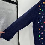 ZARA  Blue Embellished V-Neck Oversized Pullover Knit Sweater Women's Size Medium Photo 4