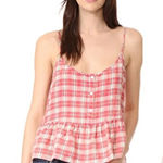 Current/Elliott Workwear Plaid Linen Peplum Top Photo 0