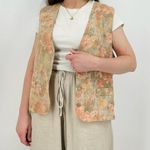 vintage dreamy cottagecore button down vest floral striped peach pink Orange Size M Photo 1