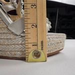 Badgley Mischka  Crystal Espadrille Wedge Platform Sandals Silver Leather Size 5 Photo 14