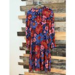 Farm Rio  Garden Navy Blue Red Pink Floral Midi Dress no belt Size M Photo 2