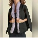 NWOT Venus Faux Fur Trim Cape Jacket Black Lavender Purple Boa Scarf Size 6 Photo 3