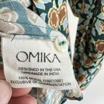 OMIKA Blouse Womens XL Floral Handmade Mod Boho Indian Print Button Up Shirt Green Photo 7