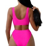 SheIn 2-Piece Pink Colorblock Swimsuit Set Photo 1