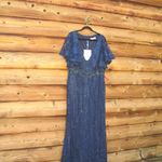 Mac Duggal  67493 Womens Blue VINTAGE FLUTTER SLEEVE EVENING GOWN Dress Photo 5