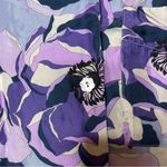 Art Dealer 100% Silk Purpal floral pearl button front blouse sz XS Purple Photo 5