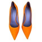 Victoria Beckham  Women’s Point Toe Orange Suede Purple Interior Stiletto Heels Photo 2