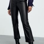 ZARA  Mini Flare Cropped Black Faux Leather Pants Size 4  Photo 0