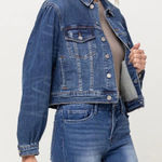 Vervet Los Angeles Puff Sleeve Trucker Button Up Jean Jacket Size XS NWT!!! Blue Photo 0