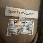 Dress the Population  Camilla Sequin Midi Dress Deep V Sleeveless Gold Size Small Photo 4