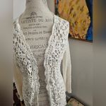 Crochet Cardigan White with sequins beads and rhinestones size L Size L Photo 4