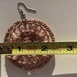 Vintage Crocheted Women’s Hook Earrings Mandela Boho Design Warm Rose Glass Pink Photo 5
