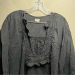 Meg by design Black Nzuri Linen Deep V Neck Ruched Lagenlook Tunic Size undefined Photo 2