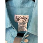 Escada Sport Aqua and White Striped Color Block Linen Button Down Blouse S Blue Photo 1