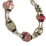 Sterling silver pink lamp work beaded bracelet Photo 4