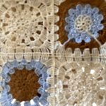 Rebellion Crochet square cream , light blue & brown Vest with Floral Pattern top Photo 3