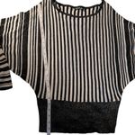 Michael Simon Black White Striped Metallic Sweater Bead Necklace Women’s Medium Photo 7