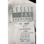 Vintage 80s Lace Bodice Cocktail Dress Embellished Bow Puff Sleeve White Navy 6 Photo 7