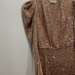 Mac Duggal NWT Copper Sequined High Neck Puff Sleeve Column Gown Size 2 $398 Photo 6