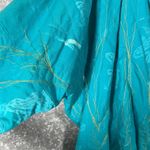 Hand Dyed & Embroidered Women's Teal Draped Artsy Jacket Photo 3