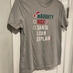 Goodfellow & Co North Pole Trading Size S Naughty Nice Santa Tee Shirt Gray Short Sleeve Graphic Photo 2