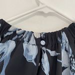 Sugar Lips ANTHROPOLOGIE Emilie Floral Mock Neck Crop Top Black Blue Long Sleeve Photo 9