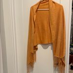 Mustard yellow orange shimmery knit Scarf wrap with Fringe Photo 2