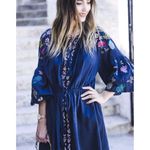 ZARA ✨4xHP✨Navy Blue Short Embroidered Tunic MidiDress✨ Photo 3