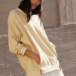 Free People MOVEMENT Intercept Tunic Oat Milk Beige Oversized Sweatshirt Sz SP Photo 0