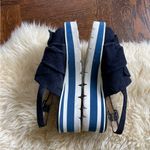 Italian Clorinda Antinori Boutique Women's Navy Suede slingback platform sandals Blue Size 8 Photo 4