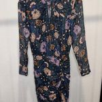 Veronica Beard Peppa Floral Mini Dress Floral Print Metallic Silk Chiffon Size 0 Photo 4