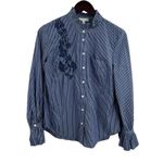 14th & Union  Striped Button Front Embroidered Floral Shirt‎ Size Medium Photo 0