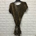 Audrey 3+1  leopard animal print ruffle bottom wrap‎ dress size L Photo 1